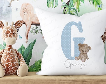 Personalised Children's Cushions | Teddy Bear | Bear Initials | Cushions | Nursery | Childrens Gift | Christening | Birthday | New Baby Gift