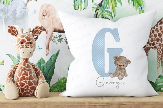 Personalised Children s Cushions Teddy Bear Bear Initials Cushions Nursery Childrens Gift Christening Birthday New Baby Gift Etsy