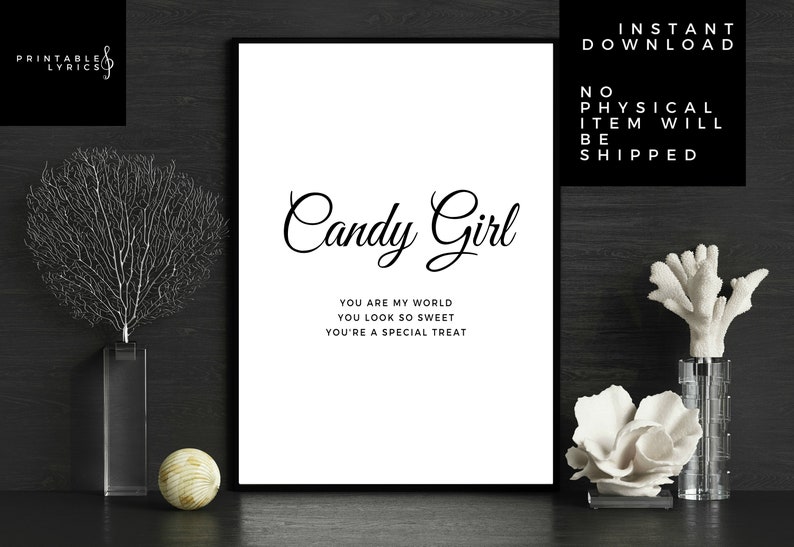 Candy Girl R&B Lyrics wall art Song Lyrics Etsy