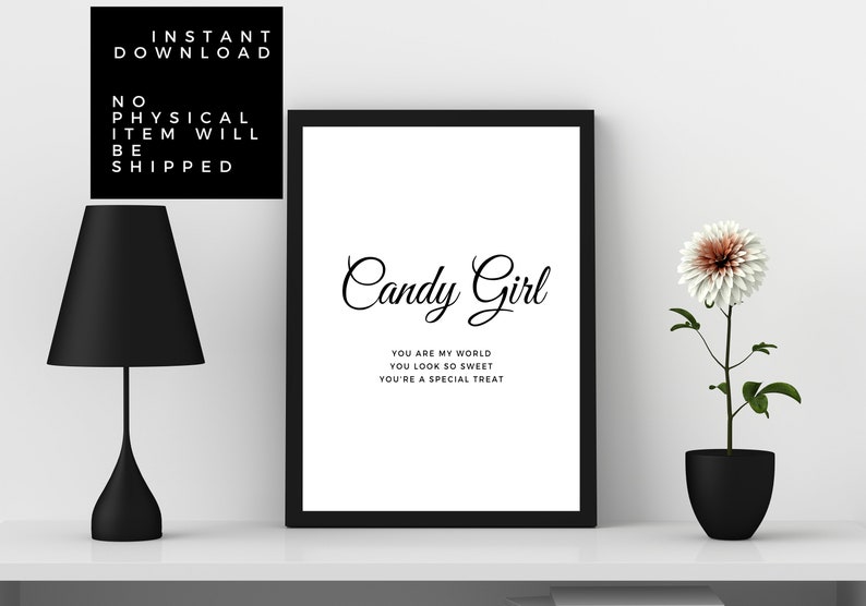 Candy Girl R&B Lyrics wall art Song Lyrics Etsy