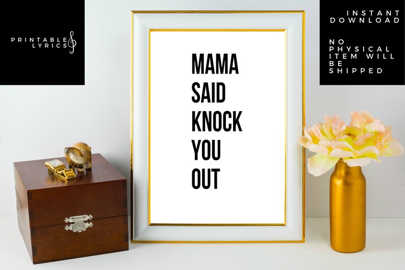 Mama Said Knock You Out LL Cool J Rap Lyrics Hip Hop Etsy
