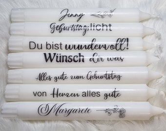 Kerzentattoo Stabkerze mit Spruch individuellsierbar