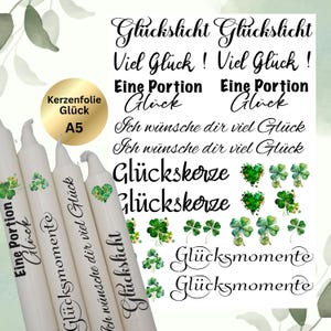 Kerzenfolie Tattoofolie Glück A5 | Wasserschiebefolie für Stabkerzen