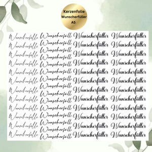 Kerzenfolie für kurze Kerzen oder Standard Stabkerzen WunscherfüllerA5 | Schriftfarbe Weiß oder Schwarz | Wasserschiebefolie für Stabkerzen