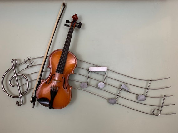 Línea de música de violín / Obras de arte de metal reciclado / | Etsy México