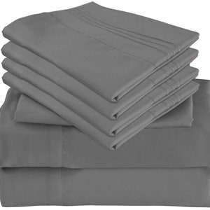 6 Piece Bamboo Sheets Set Bed Sheets Set -Silky Soft- Wrinkle Free -Deep Pockets - 1 Fitted Sheet, 1 Flat, 4 Pillowcases Cal King