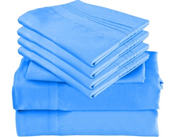 5 Piece Bamboo Sheets Sheet Set Bed Sheets Set -Silky Soft-Wrinkle Free -Deep Pockets - 1 Fitted Sheet, 1 Flat, 3 Pillowcases Twin
