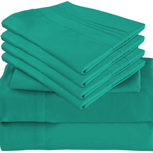 6 Piece Bamboo Sheets Bamboo Bed Sheets Set -Silky Soft- Wrinkle Free -Deep Pockets - 1 Fitted Sheet, 1 Flat, 4 Pillowcases King