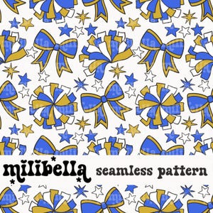 Blue & Gold Cheerleader Seamless Pattern (Digital Download)