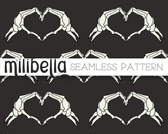 Skeleton Hand Hearts - Halloween - Spooky - Seamless Digital Pattern - Instant Download - Surface Design - Wallpaper - Background - Fabric