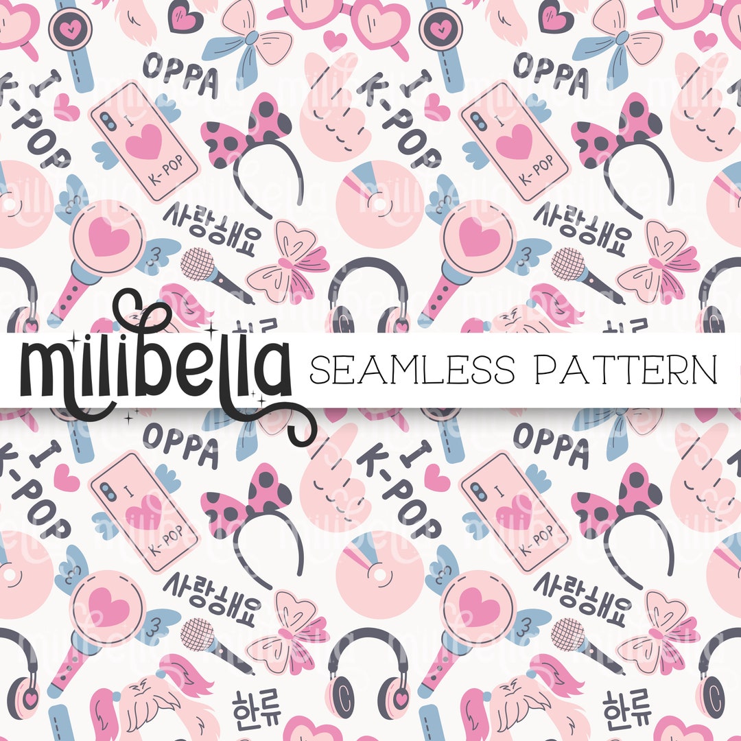 Kpop Seamless Pattern, 케이팝, Fan, Idol, Music, Pop, Korean, Seamless
