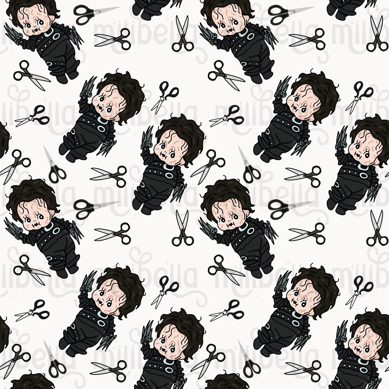 Kewpie Scissorhands Halloween Scissors Seamless Pattern Seamless Kewpie scissorhands halloween scissors seamless pattern seamless