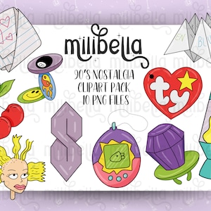 90's Nostalgia Clip Art Set, Toy, Notes, Pogs, Lava Lamp, Games, Ring Candy, Hand Drawn, Sublimation, Graphic Transfer, Digital Sticker, PNG