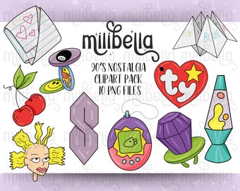 90's Nostalgia, Toys, Notes, Pogs, Lava Lamp, Games, Hand Drawn, Digital Clip Art, Sublimation, Graphic Transfer, Heat Transfer, PNG