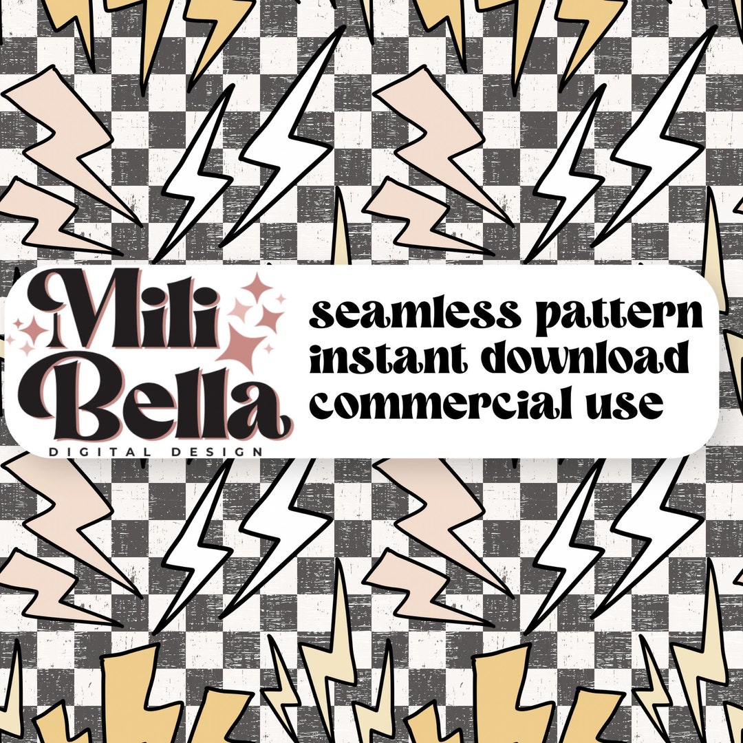 Grunge Lightning Bolt Checkered Seamless Digital Pattern - Etsy