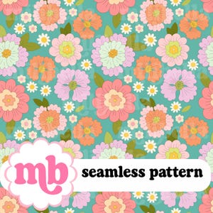 Groenblauw bloemen naadloos patroon, bloemen, retro, boho, kleurrijk, naadloos bestand, herhalend patroon, oppervlaktepatroon, stofpatroon, achtergrond