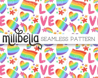 Pride, Rainbow, Love, Flag, LGBT, Seamless Pattern, Seamless File, Repeating Pattern, Surface Pattern, Fabric Pattern, Background