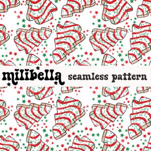 Weihnachtsbaum Snack Kuchen Musterdesign, Stern, Urlaub, Handgezeichnet, Oberflächenmuster, sich wiederholendes Muster, Stoffdesign, Nahtlose Datei