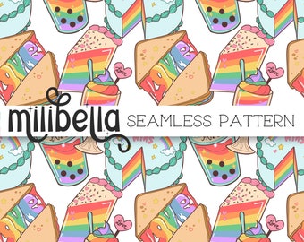 Pride Food - Rainbow - LGBTQIA+ - LGBTQ - Seamless Digital Pattern - Instant Download - Surface Design - Wallpaper - Background - Fabric