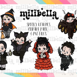 Spooky Kewpies Clip Art Pack, Halloween, Horror, Hand Drawn, Digital Clip Art, Sublimation, Graphic Transfer, Digital Stickers, PNG