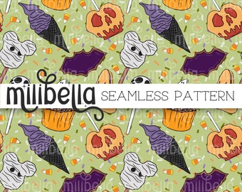 Magical Park Treats, Halloween, Spooky, Seamless Pattern, Seamless File, Repeating Pattern, Surface Pattern, Fabric Pattern, Background