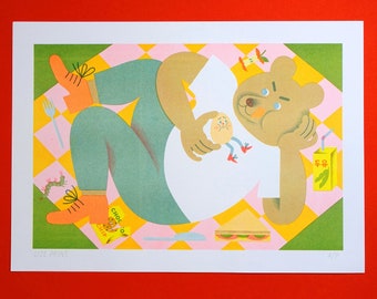 Picnic Bear A3 Riso Limited Edition