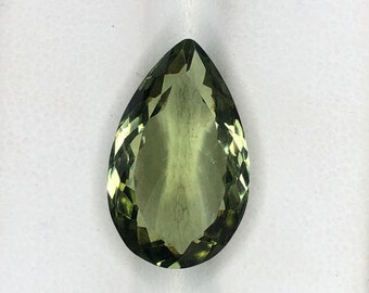 AAA Green Amethyst Gemstone: Natural Pear Shape Cut (8.90 Carat) 18X11X7MM