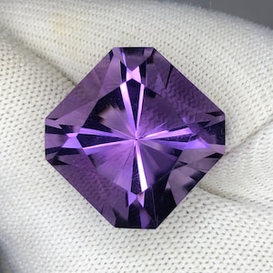 41.00 Cts Natural Purple Amethyst Gemstone: Cushion Concave Cut