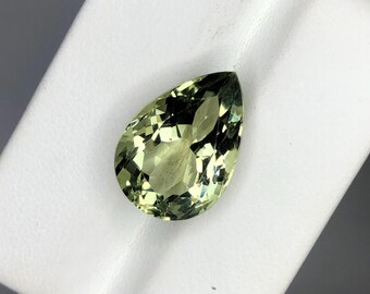AAA Green Amethyst Pear Cut Gemstone: 8.50 Carat Natural Jewelry Stone 16X9MM