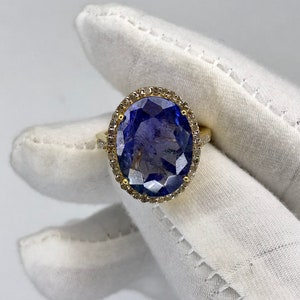 Anillo de compromiso de tanzanita de 14 quilates Anillo de tanzanita de oro amarillo, anillo de aniversario de anillo de diamantes para anillo de mujer para su anillo de compromiso regalo para ella