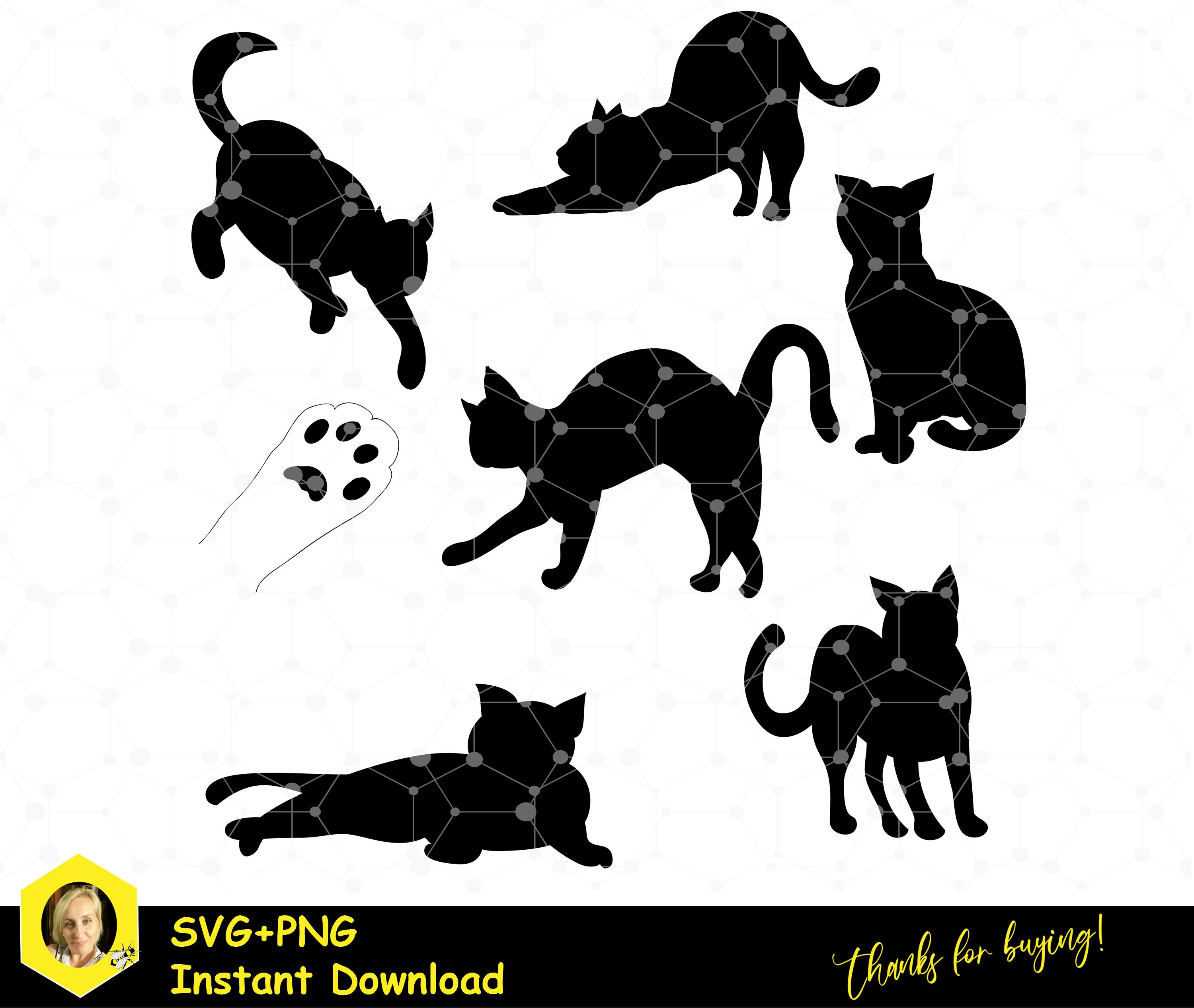 Black cat svg cute cat png kitten svg curious cat art | Etsy