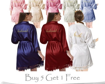 Personalised Lace Bridesmaid Robes | Bridesmaid Gifts | Bridal Party Robes |Wedding Bride Robe | Bridesmaid Robe | Mother of the Brides Robe