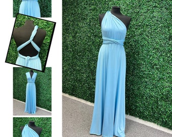 Baby Blue Infinity Bridesmaid Dress, Twist Wrap Bridesmaid Dress, Maxi Dress, Baby Blue Multiway Dress, Convertible Bridesmaid Dress