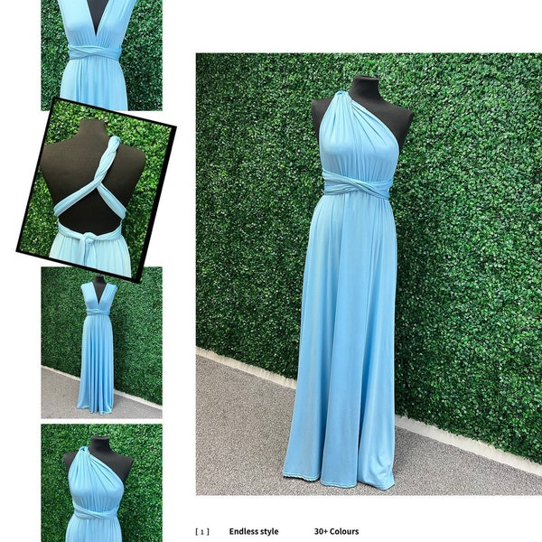 Baby Blue Infinity Bridesmaid Dress, Twist Wrap Bridesmaid Dress, Maxi Dress, Baby Blue Multiway Dress, Convertible Bridesmaid Dress