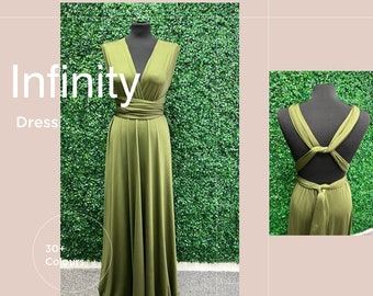 Olive Infinity Bridesmaid Dress, Twist Wrap Bridesmaid Dress, Maxi Dress, Olive Multiway Dress, Convertible Bridesmaid Dress