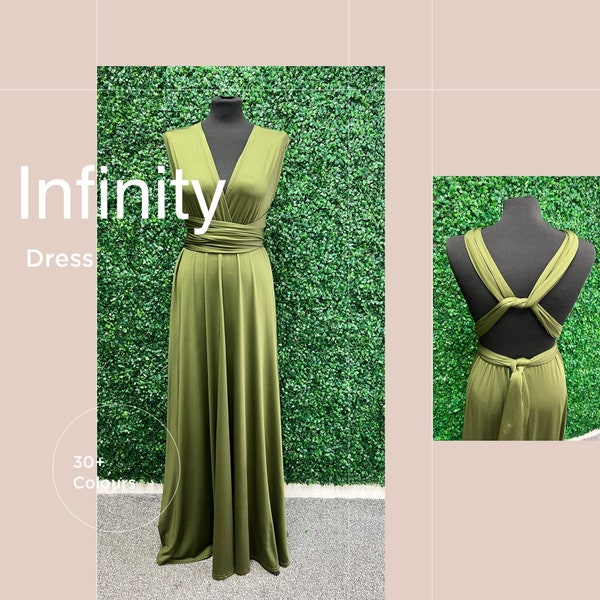 Infinity Kleid, Brautjungfer Kleid, Twist-Wickelkleid, Maxi Kleid, Olive Multiway Kleid, Brautjungfer Kleid, wandelbar