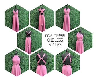 Vestido de dama de honor Infinity color pizarra, vestido de dama de honor con detalle retorcido, vestido largo, vestido multiusos color pizarra, vestido de dama de honor convertible