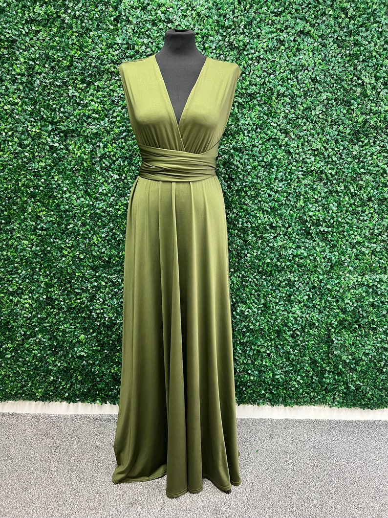 Olive Infinity Bridesmaid Dress, Twist Wrap Bridesmaid Dress, Maxi Dress, Olive Multiway Dress, Convertible Bridesmaid Dress image 3