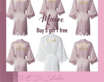 Mauve Lace Bridesmaid Robes | Bridesmaid Gifts | Bridal Party Robes |Wedding Bride Robe | Bridesmaid Robe | Mother of the Brides Robe