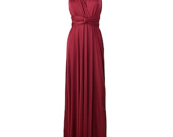 Wine Infinity Bridesmaid Dress, Twist Wrap Bridesmaid Dress, Maxi Dress, Wine Multiway Dress, Convertible Bridesmaid Dress