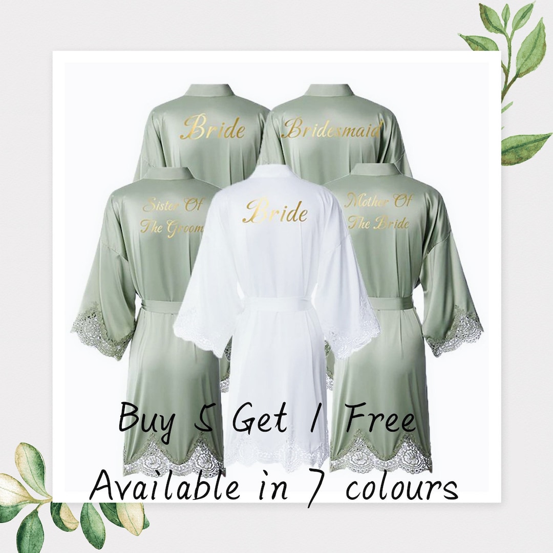 Sage Green Lace Bridesmaid Robes | Bridesmaid Gifts | Bridal Party Robes |wedding Bride Robe ...