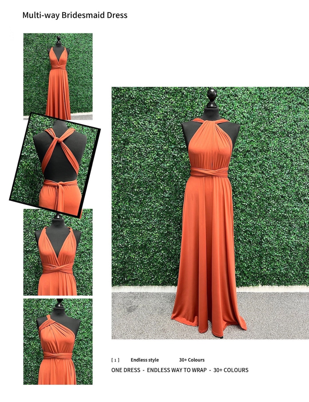 Burnt Orange Infinity Bridesmaid Dress Twist Wrap Bridesmaid