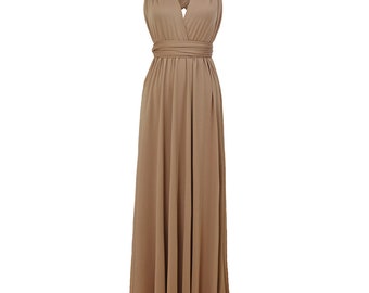 Vestido de dama de honor Mocha Infinity, vestido de dama de honor Twist Wrap, vestido maxi, vestido Mocha Multiway, vestido de dama de honor convertible