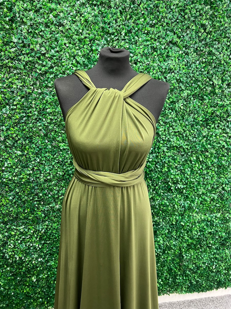 Olive Infinity Bridesmaid Dress, Twist Wrap Bridesmaid Dress, Maxi Dress, Olive Multiway Dress, Convertible Bridesmaid Dress image 6