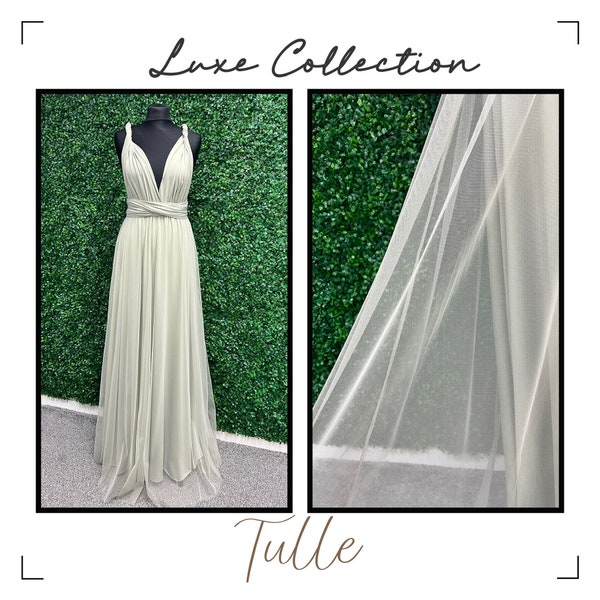 Luxe Tüllrock | Fossil Green Infinity Brautjungferkleid, Twist-Wickelkleid für Brautjungfern, Maxikleid, Fossil Green Multiway Dress