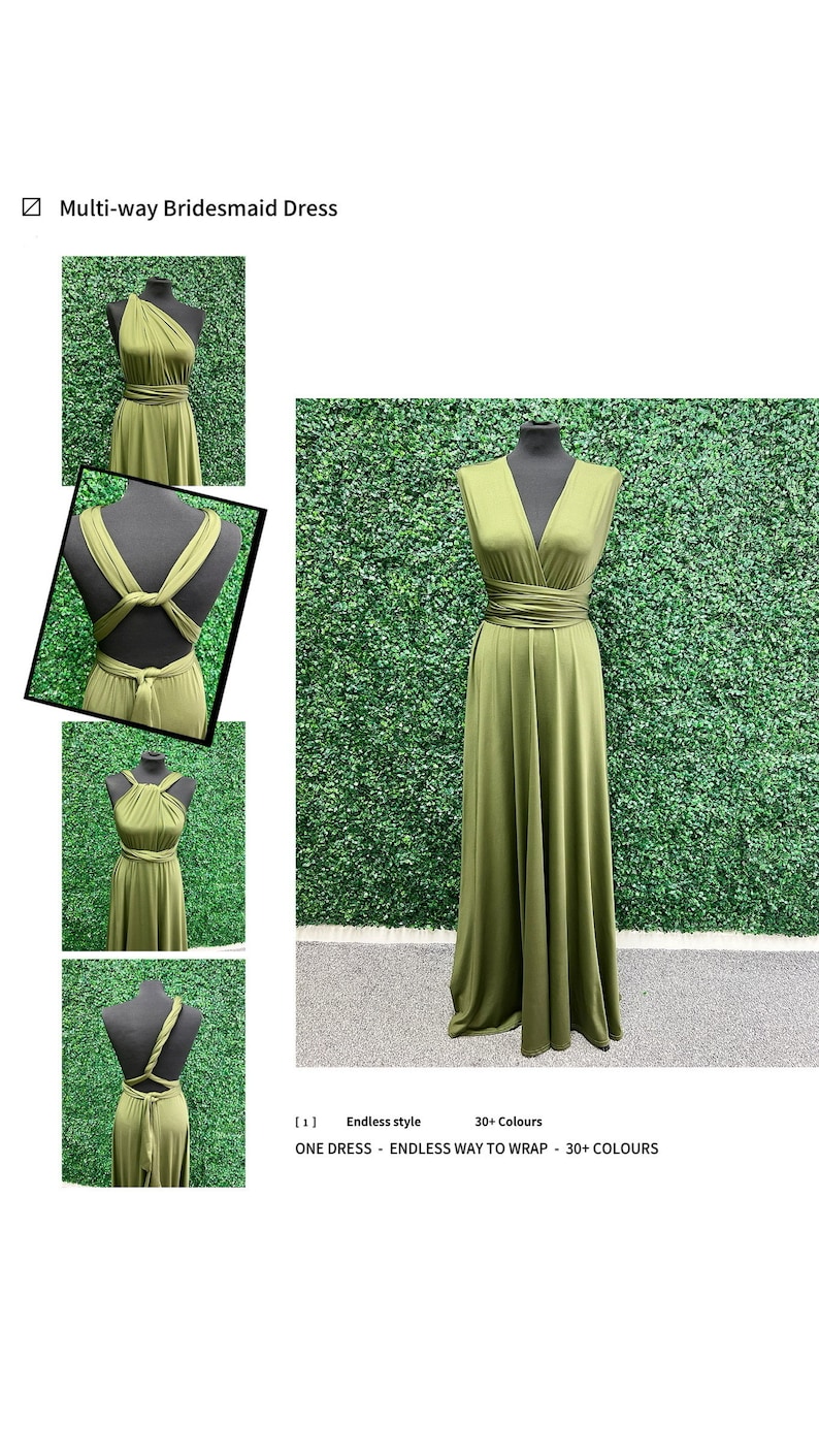 Olive Infinity Bridesmaid Dress, Twist Wrap Bridesmaid Dress, Maxi Dress, Olive Multiway Dress, Convertible Bridesmaid Dress image 2