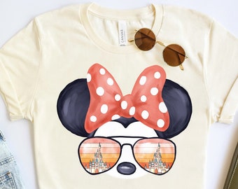 Disney Minnie Mouse Sunglasses Castle Sunset Shirt, Vacation Tee