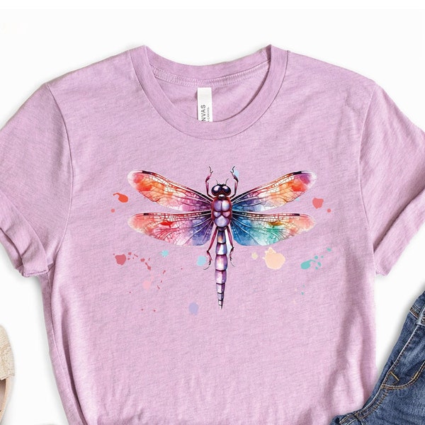 Dragonfly Shirt, Dragonfly Watercolor T-Shirt, Cute Dragonfly Women Tee, Animal Lover Gift, Gift for Dragonfly Lover, Birthday Present Shirt