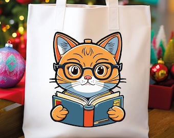 Cat Book Tote Bag: Reader Library Tote
