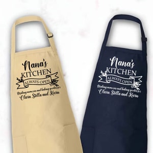 Personalized Nana's Kitchen Apron, Custom Kitchen Apron for Grandma ...